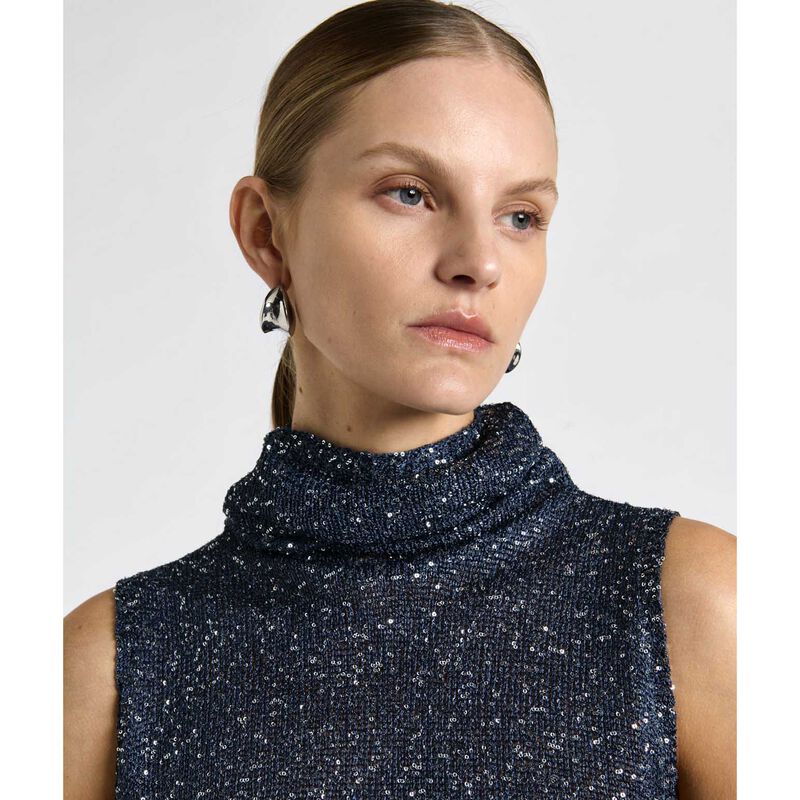 Cue Sequin Sleeveless Funnel Neck Knit image number 2
